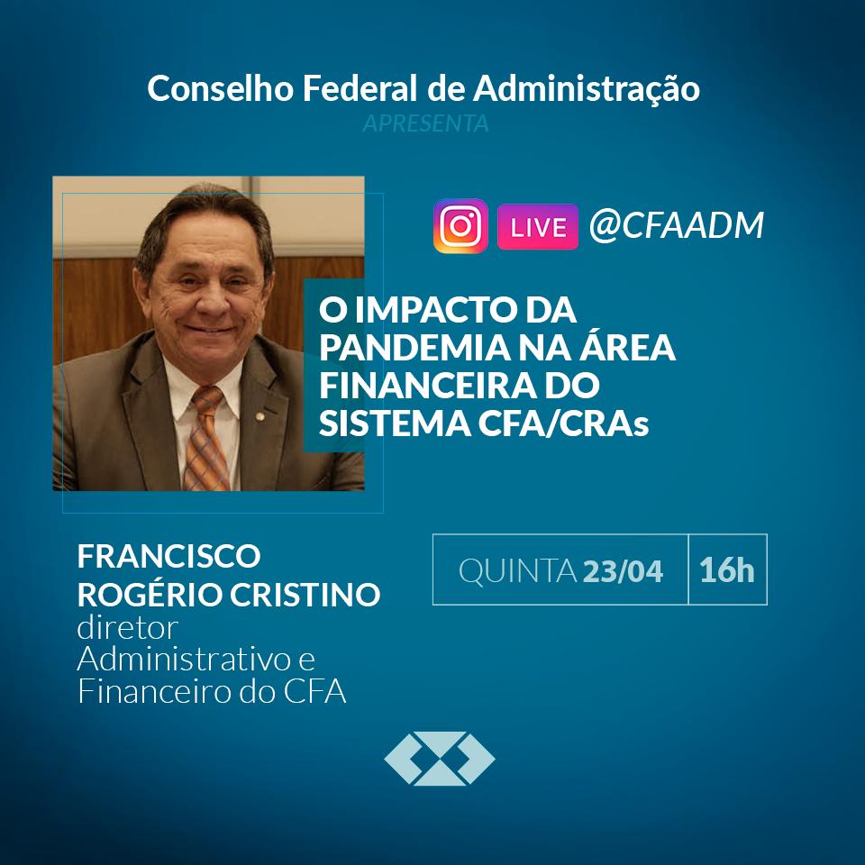 Rogério Cristino fará live na próxima 5ª feira, dia 23